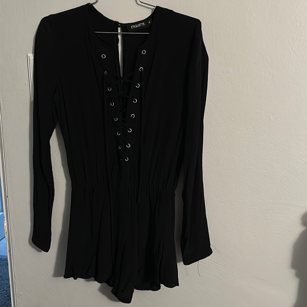 Etiquette Black Lace Up Romper